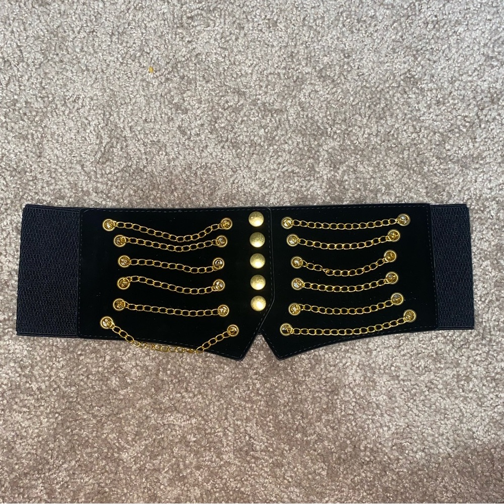 NWOT Black and Gold Waist Cincher Belt, OS